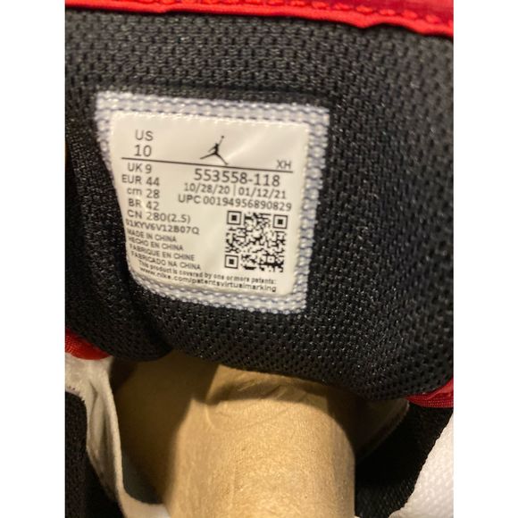 Jordan 1 Low White University Red Black Men size 10 553558-118 New - Picture 5 of 8